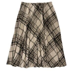 80s pleated plaid midi skirt 1980s vintage